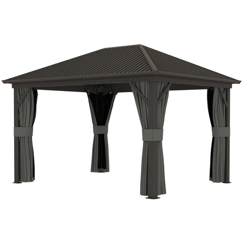 Dark Grey 3.6m x 3m Aluminium Frame Hardtop Gazebo with Accessories