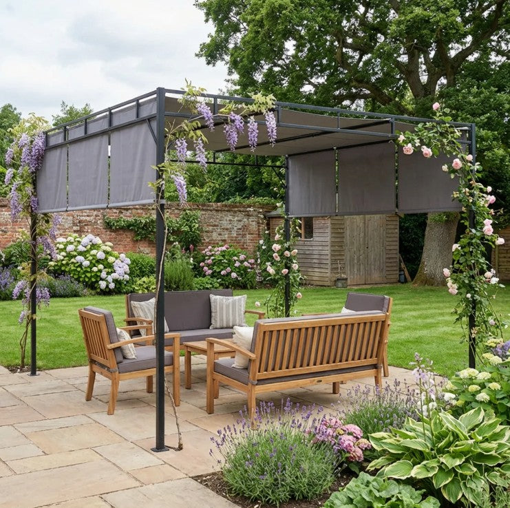 3m x 3m Steel Pergola – Sliding Retractable Roof Outdoor Shade