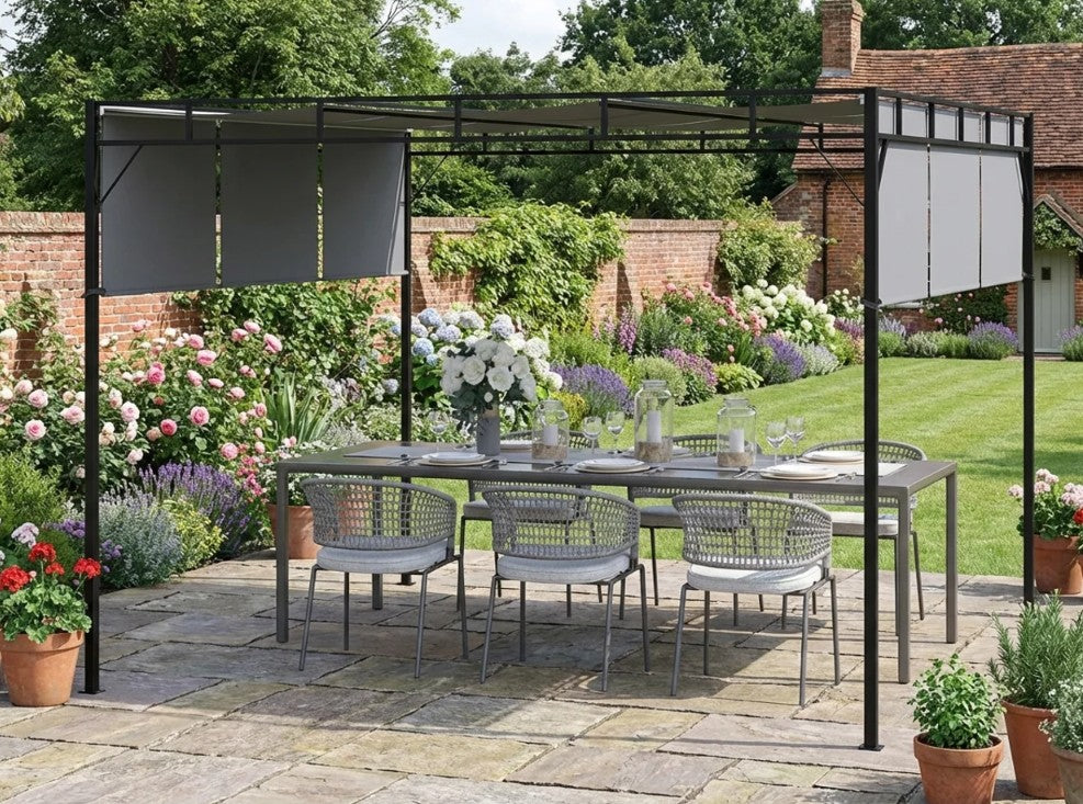 3m x 3m Steel Pergola – Sliding Retractable Roof Outdoor Shade