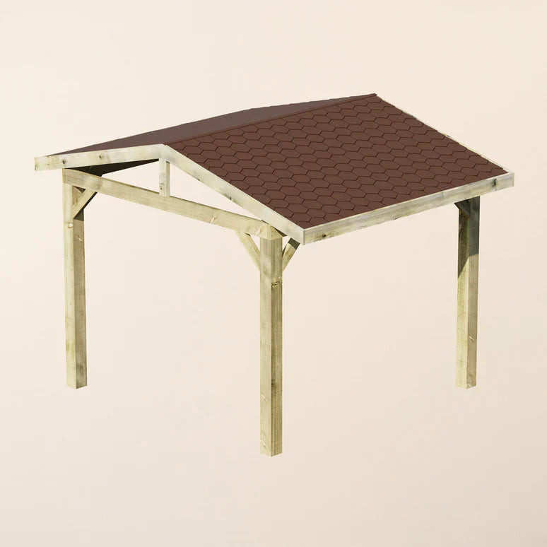 Wooden Apex Gazebo with Katepal Brown Shingle Roof - Classic Weatherproof Garden Gazebo (No Overhang)