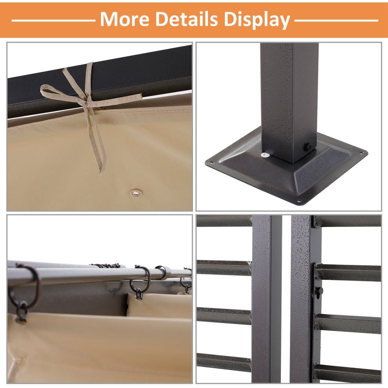 2.8m x 3m Metal Pergola – Retractable Canopy Roof Patio Cover