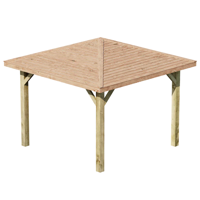 Wooden 4 Pitch Gazebo with Cedar Featheredge Roof – Classic Garden Shelter