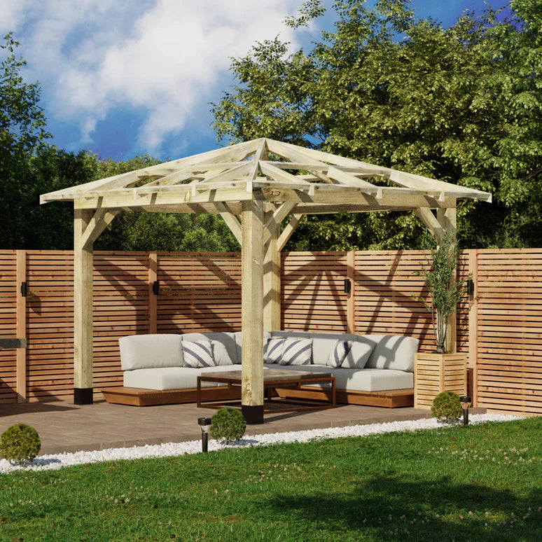 Open Roof 4 Pitch Wooden Pergola - Premium Pressure-Treated Garden Pergola Kit