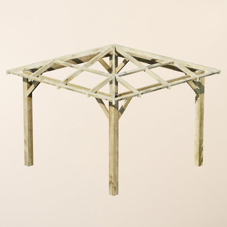 Open Roof 4 Pitch Wooden Pergola - Premium Pressure-Treated Garden Pergola Kit