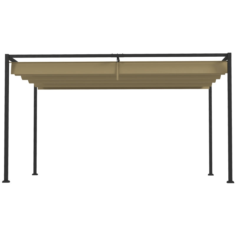 4m x 3m Metal Garden Pergola – Khaki Outdoor Shade Canopy