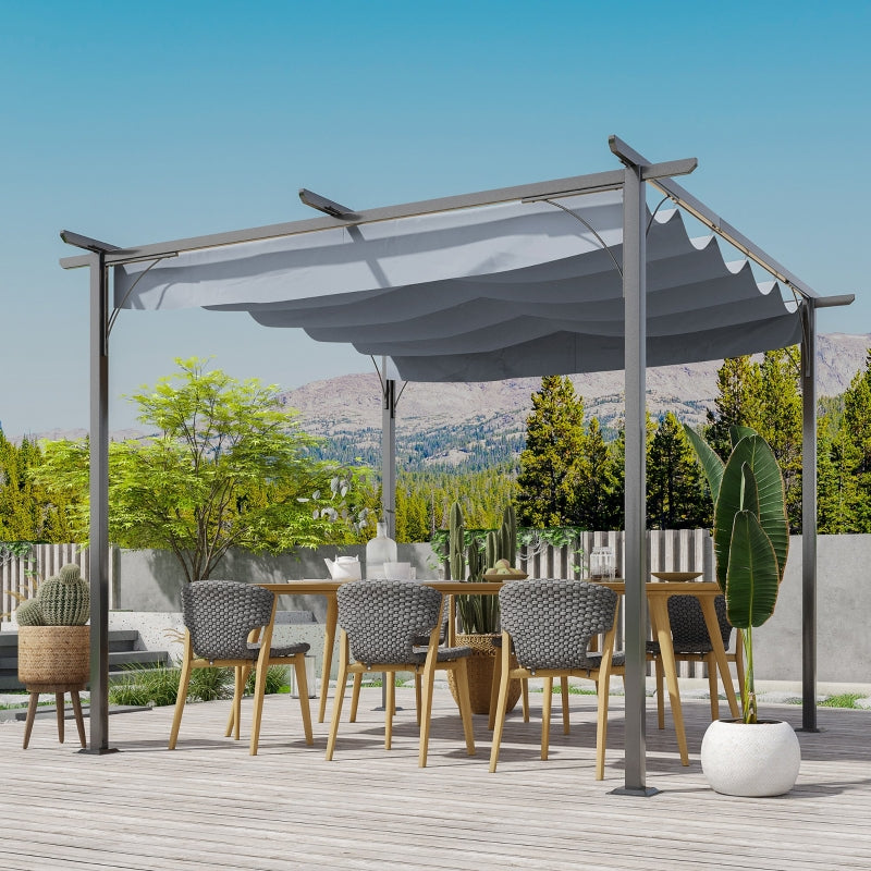 3m x 3m Metal Patio Gazebo – Grey Canopy Roof Outdoor Shelter