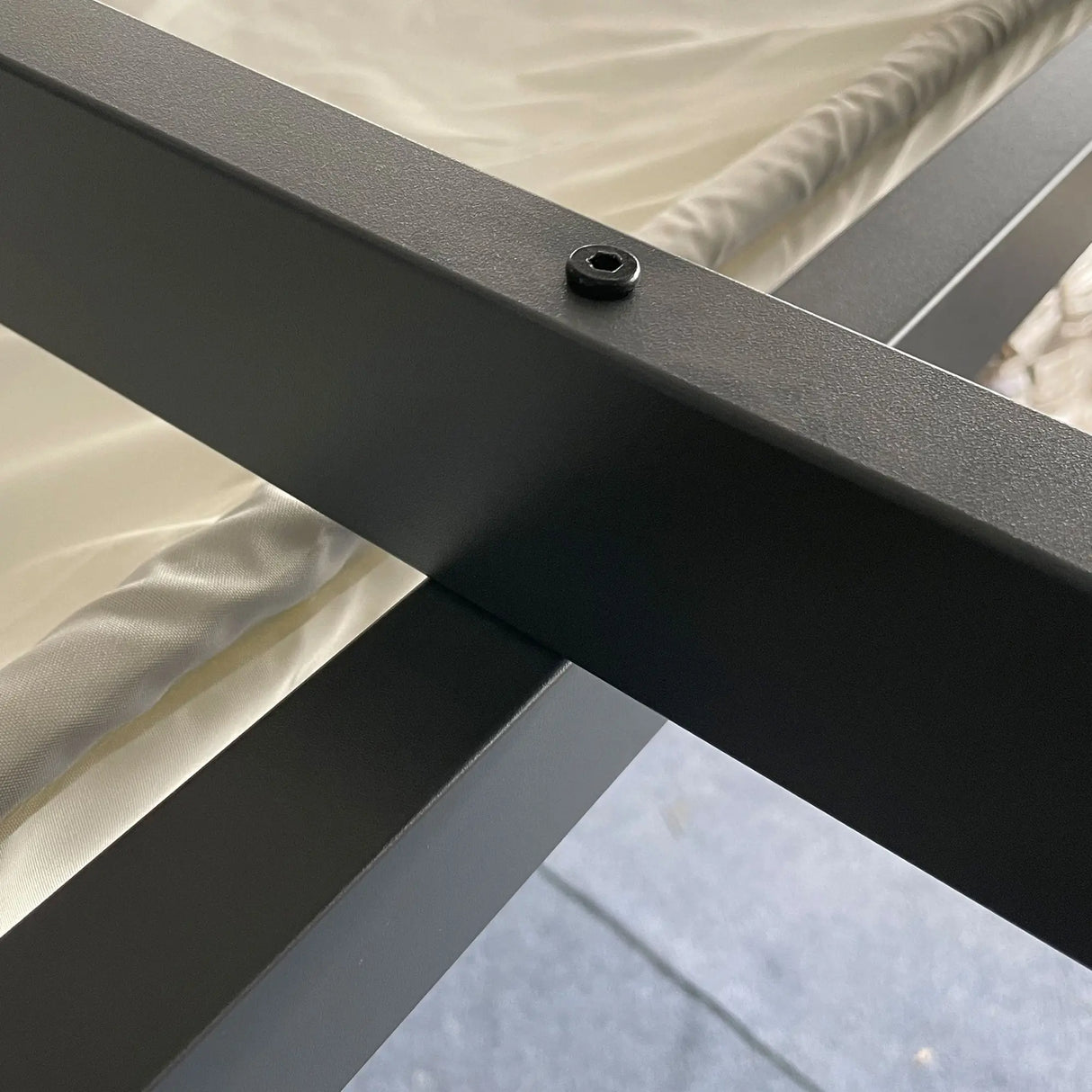 4m x 3m Metal Pergola – Dark Grey Frame with Beige Canopy Roof