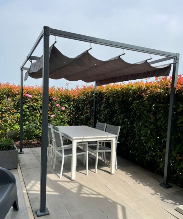 3m x 2m Grey Metal Pergola – Outdoor Patio Shade Shelter