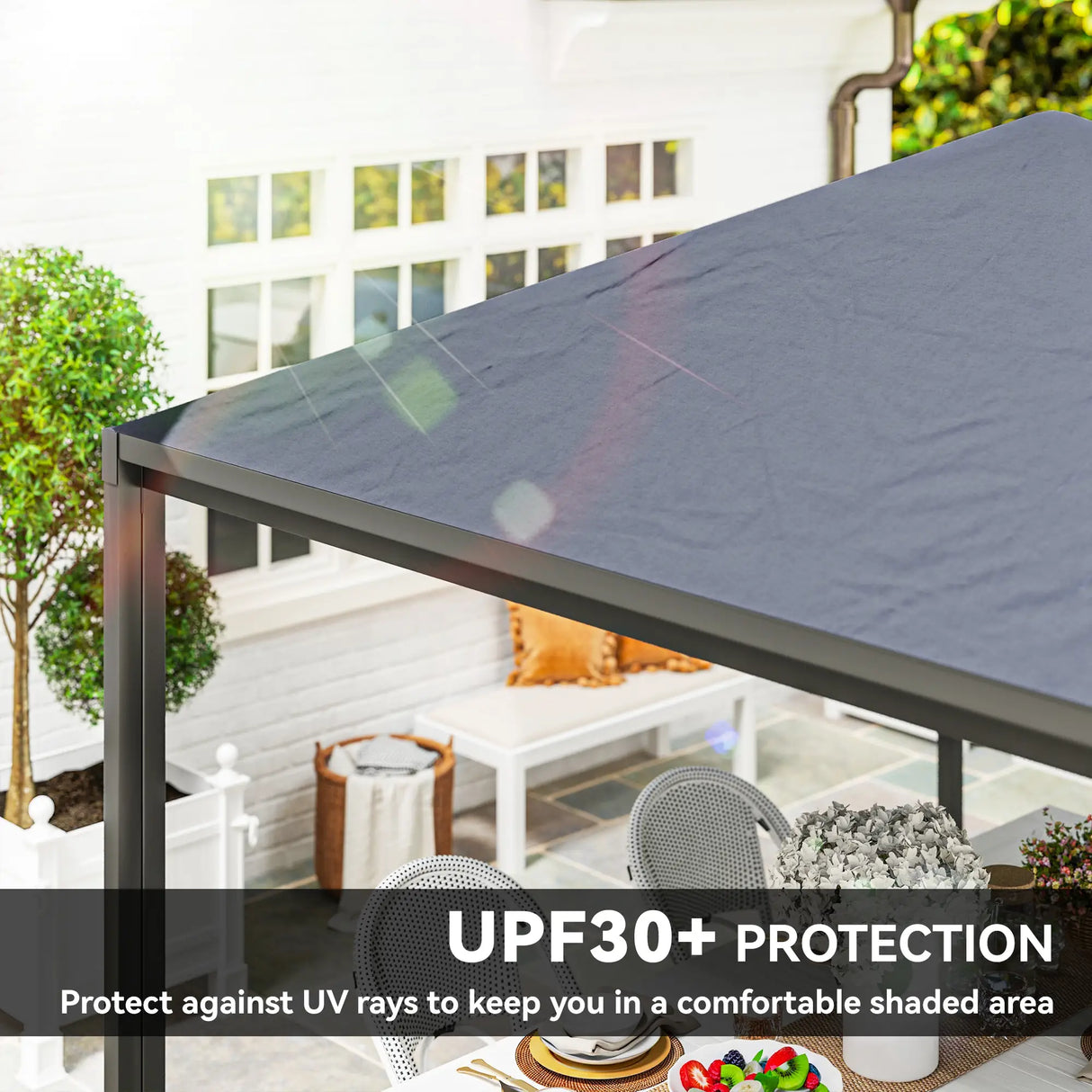 3m x 3m Extendable Metal Hardtop Gazebo with Wheels – Mobile Outdoor Patio Shelter, UV Resistant Roof UPF30+