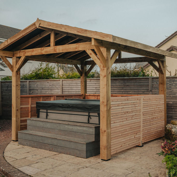 Wooden Apex Gazebo with Treated Featheredge Roof & Overhang - Premium Garden Gazebo