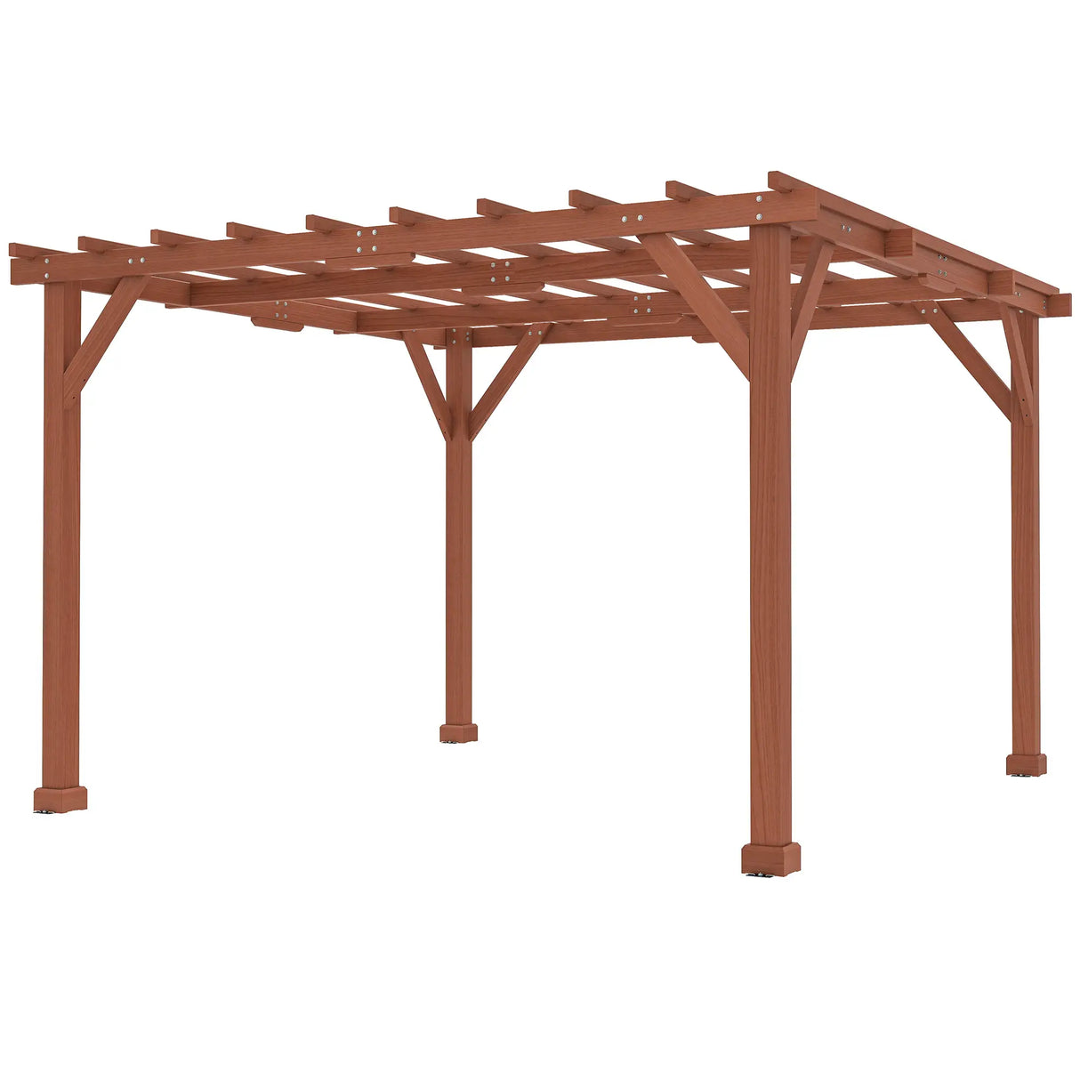 3.6m x 3m Wooden Pergola Kit - Maple Wood-Effect Garden Pergola with Grape Trellis Roof and Triangle Supports