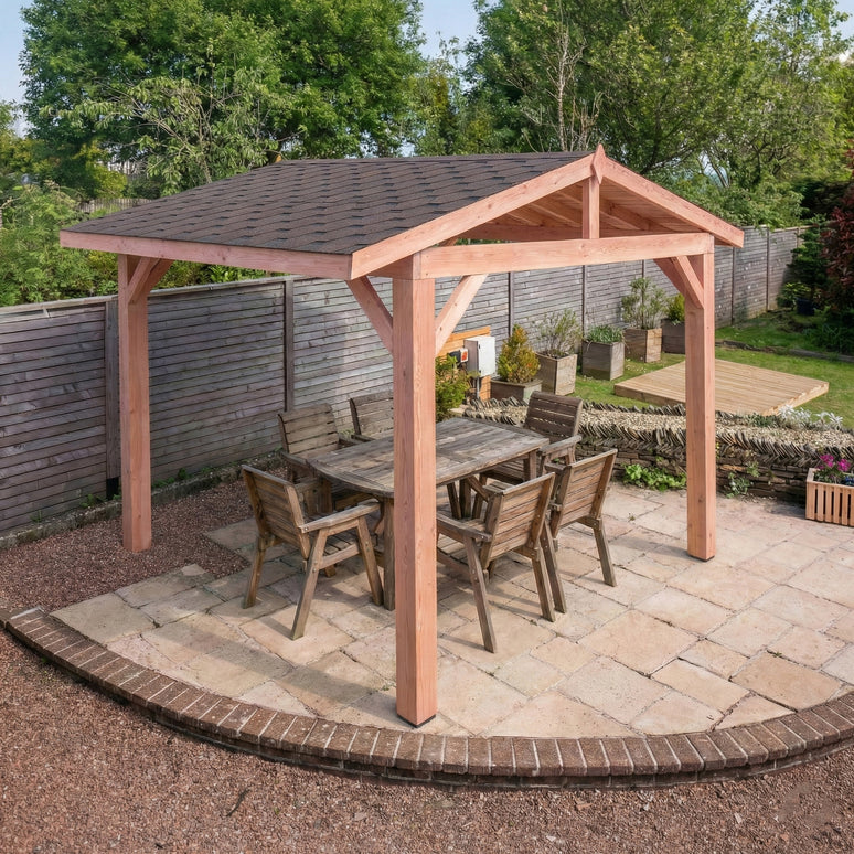 Larch Rough Sawn Gazebo - With Katepal Shingles Black - No Overhang