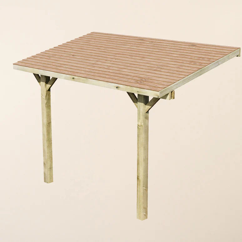 Wooden Lean-To Gazebo with Cedar Featheredge Roof – Space-Saving Garden Shelter