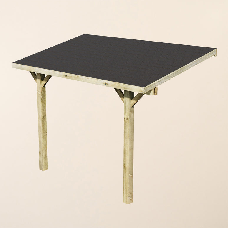 Wooden Lean-To Gazebo with Katepal Black Shingle Roof - Modern Weatherproof Garden Shelter