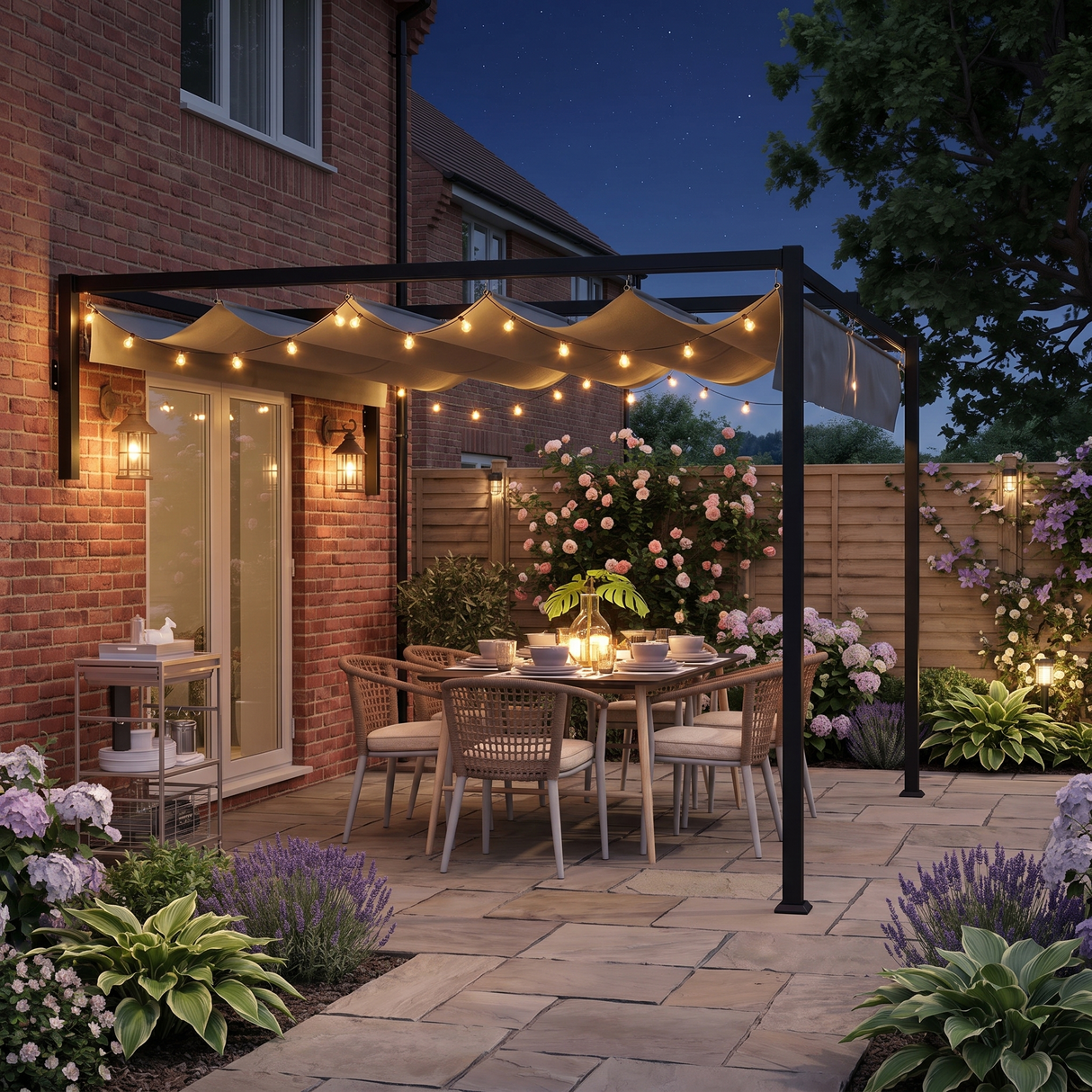2m x 3m Lean-To Pergola – Dark Grey Wall Mounted Patio Cover