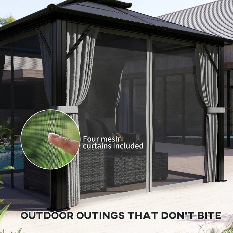 3m x 3m Hardtop Gazebo - Grey Aluminium Frame with UPF30+ Double Polycarbonate Roof