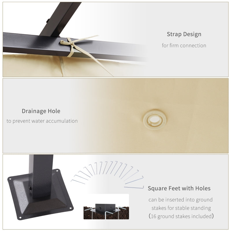 3m x 3m Steel Pergola with Retractable Shade Canopy – Outdoor Cover