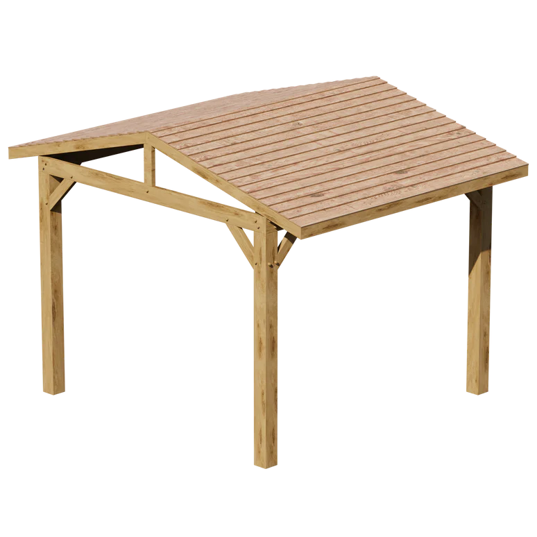 Oak Wooden Gazebo - Cedar Featheredge Roof - Apex Design - No Overhang