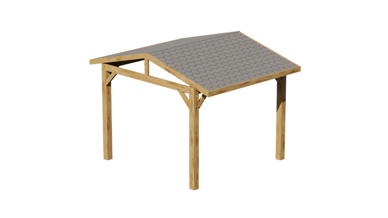 Oak Wooden Gazebo - Katepal Grey Shingle Roof - Apex Design - No Overhang