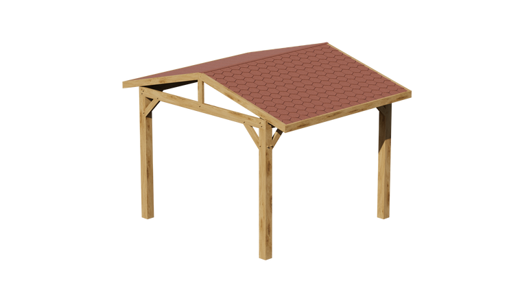 Oak Apex Gazebo with Katepal Red Shingle Roof – No Overhang Design