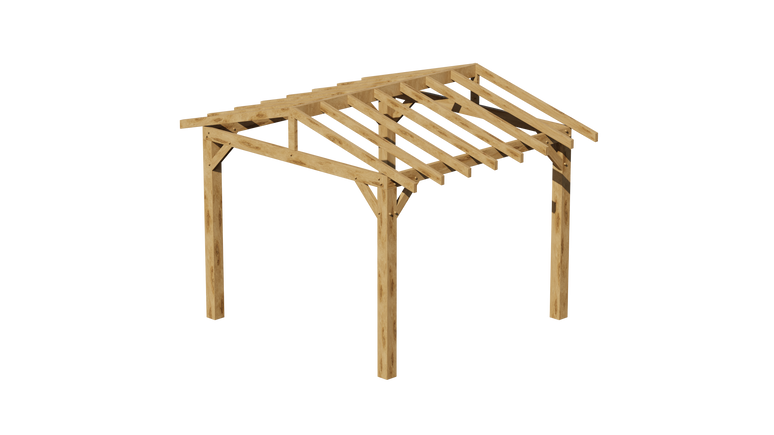 Oak Apex Pergola with Open Roof – No Overhang Design
