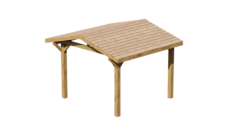 Oak Wooden Gazebo - Cedar Shingle Roof - Apex Design - With Overhang