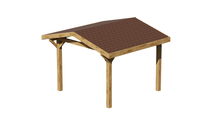 Oak Apex Gazebo with Katepal Brown Shingle Roof and Overhang