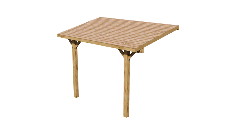 Oak Wooden Gazebo - Cedar Featheredge Roof - Lean-To Design