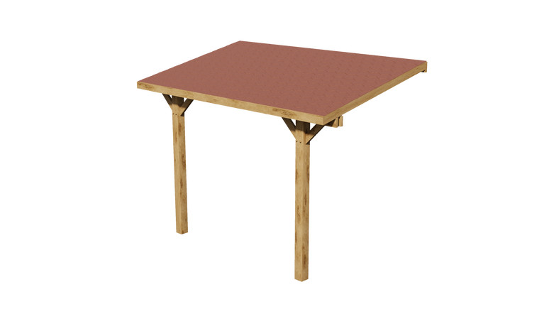 Oak Lean-To Gazebo with Katepal Red Shingle Roof