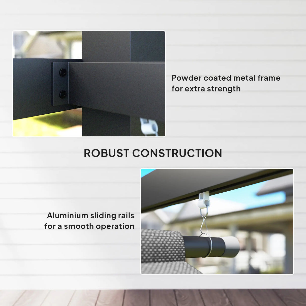 3m x 4m Metal Pergola – Sliding Canopy Roof with Roller Blind UPF30+