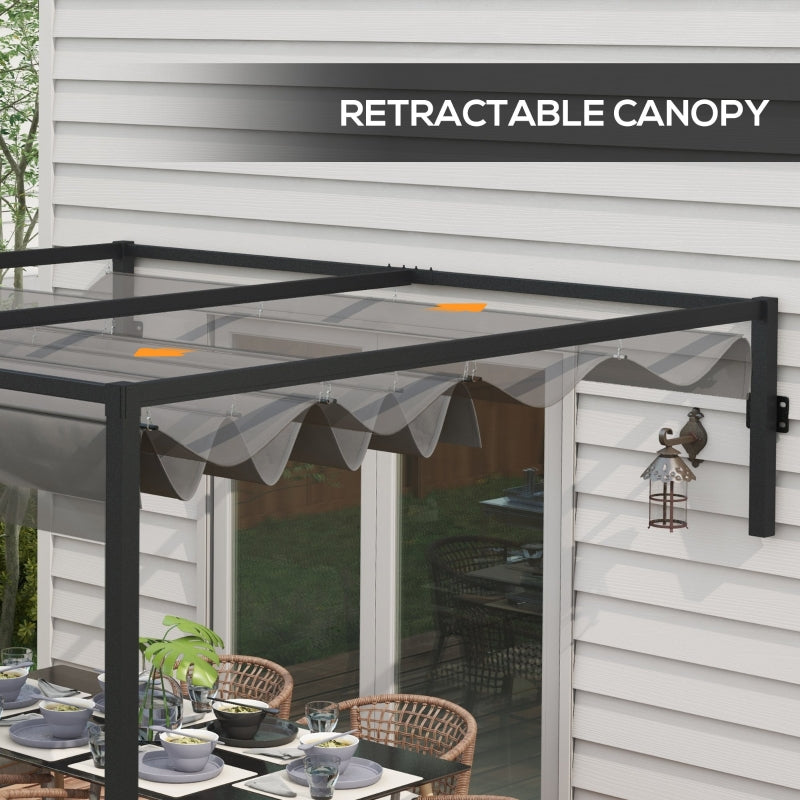 2m x 3m Lean-To Pergola – Dark Grey Wall Mounted Patio Cover