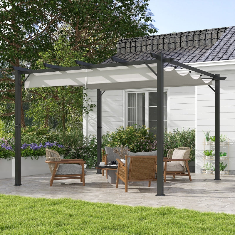3m x 3m Aluminium Pergola Gazebo – Light Grey Canopy Awning, Outdoor Garden Sun Shade Shelter for BBQ & Patio