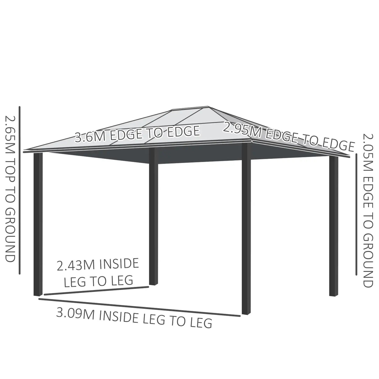 3m x 3m Timber Hardtop Gazebo with Galvanised Steel Roof - Wooden Garden Pavilion with Double Tier Roof