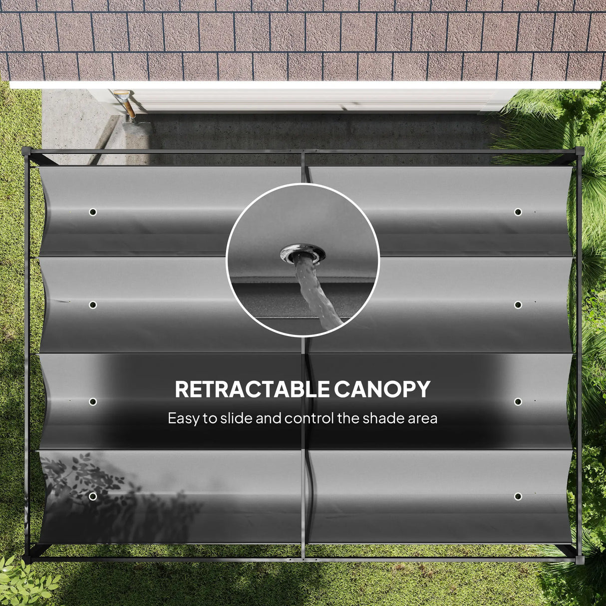 4m x 3m Rectangular Metal Pergola – Dark Grey Outdoor Patio Shade