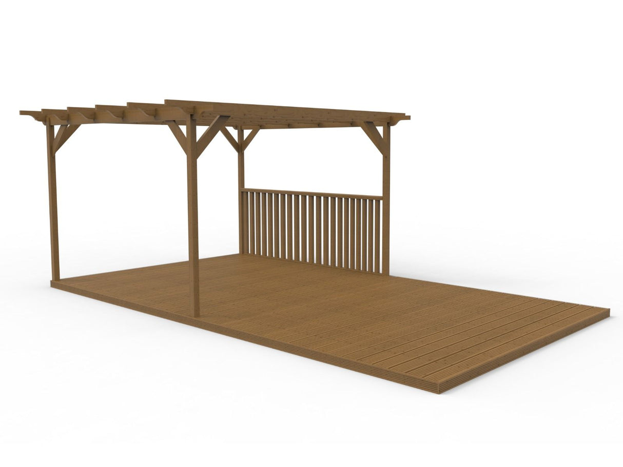 Rectangular Pergola And Decking Kit With Balustrade V.4