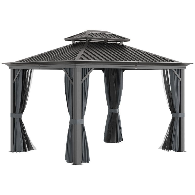 Grey 3m x 3.7m Hardtop Gazebo