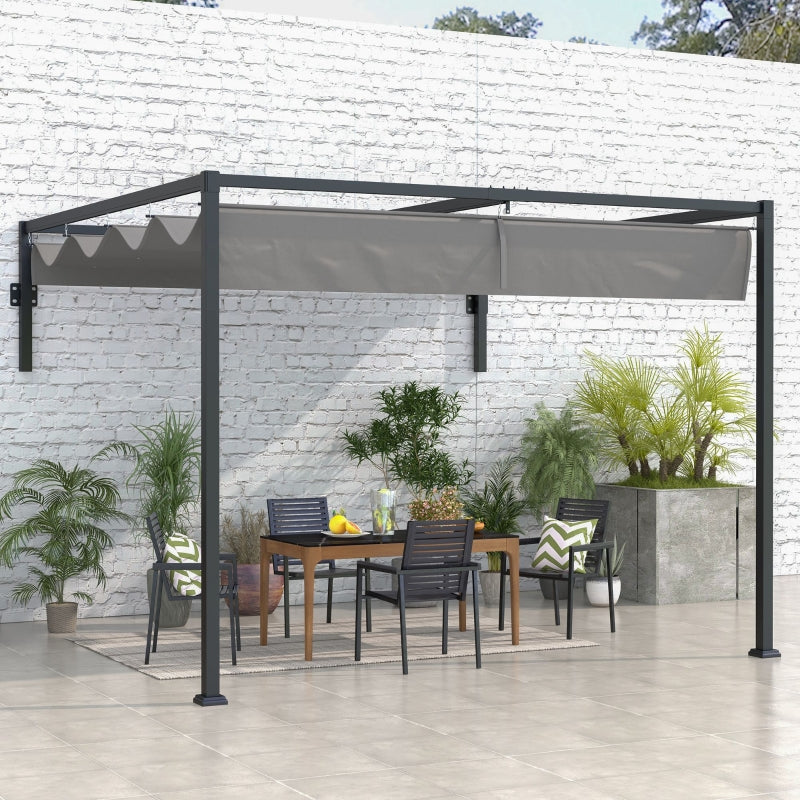 2m x 3m Lean-To Pergola – Dark Grey Wall Mounted Patio Cover