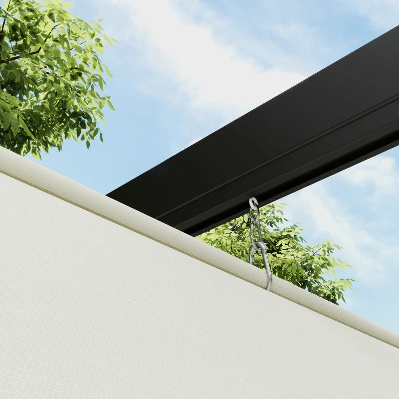 2m x 3m Lean-To Steel Pergola – Khaki Adjustable Canopy Roof, Wall Mounted Patio Shade Shelter