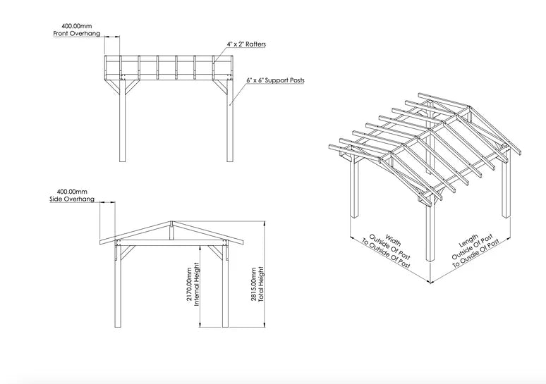 Wooden Apex Gazebo with Cedar Shingle Roof – With Overhang Design