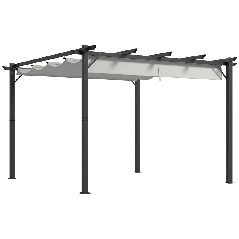3m x 3m Aluminium Pergola Gazebo – Light Grey Canopy Awning, Outdoor Garden Sun Shade Shelter for BBQ & Patio