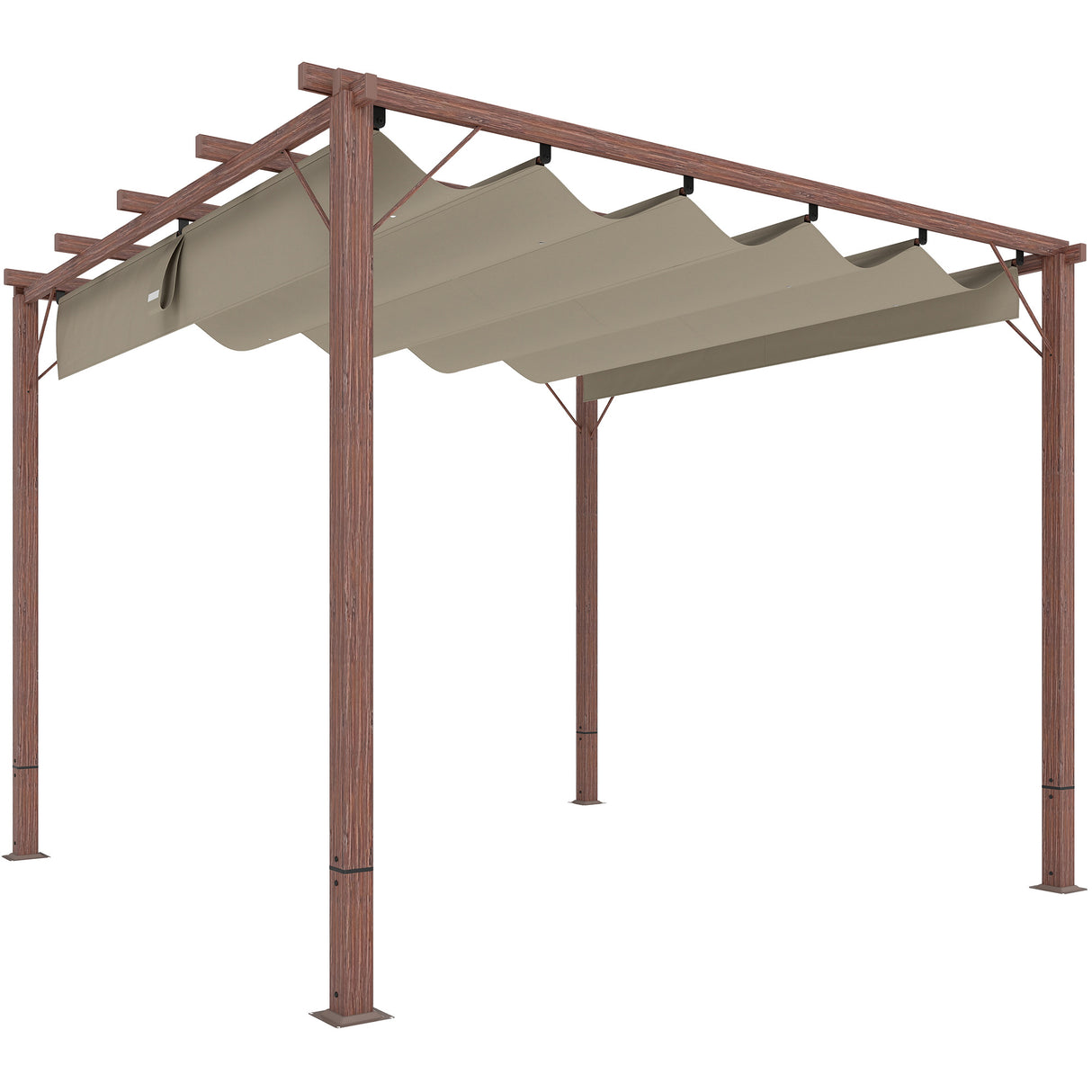 3m x 3m Aluminium Pergola – Retractable Canopy Roof, Wood Effect