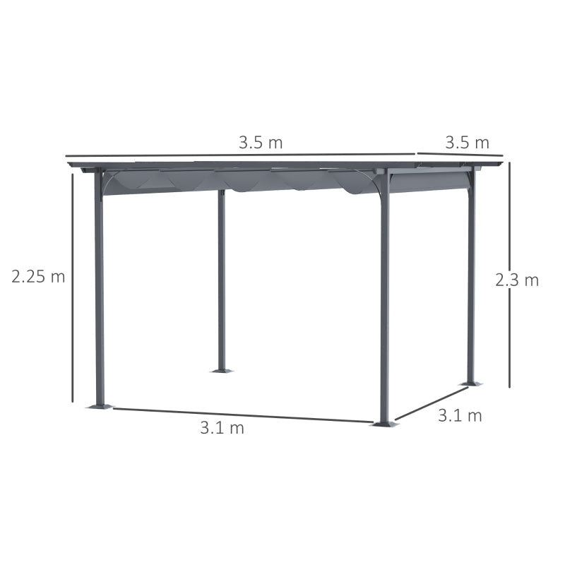 3.5m x 3.5m Metal Pergola – Grey Patio Shelter with Open Roof