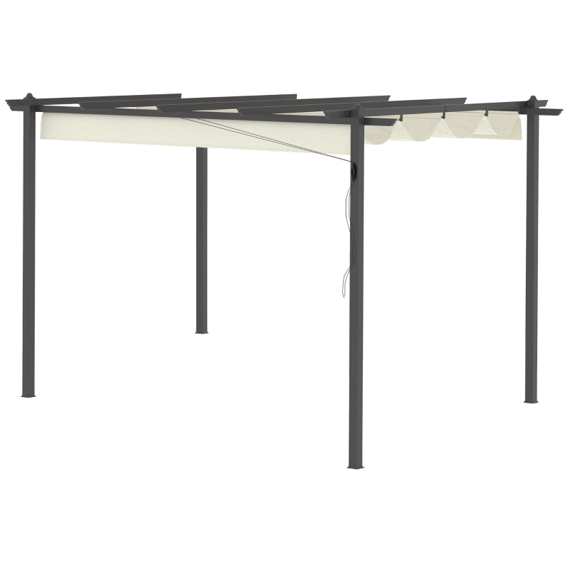 4m x 3m Metal Pergola – Dark Grey Frame with Beige Canopy Roof