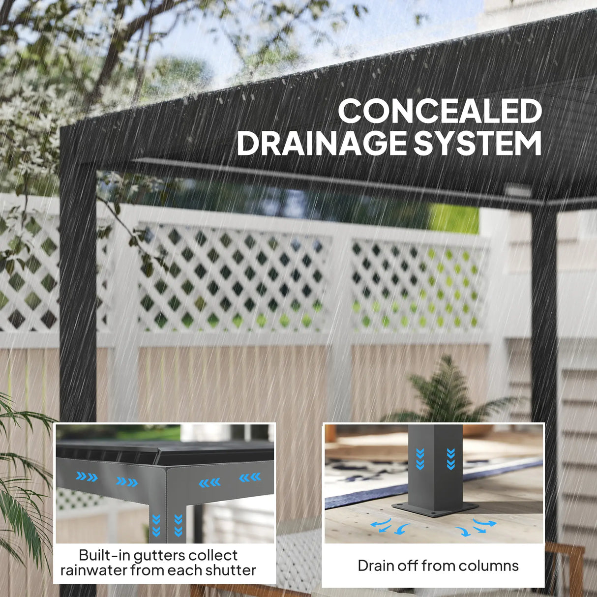 3m x 3m Electric Louvered Aluminium Pergola – Remote Control Roof, Built-In LED Lights, Integrated Drainage, UV & Water Resistant Hardtop Gazebo