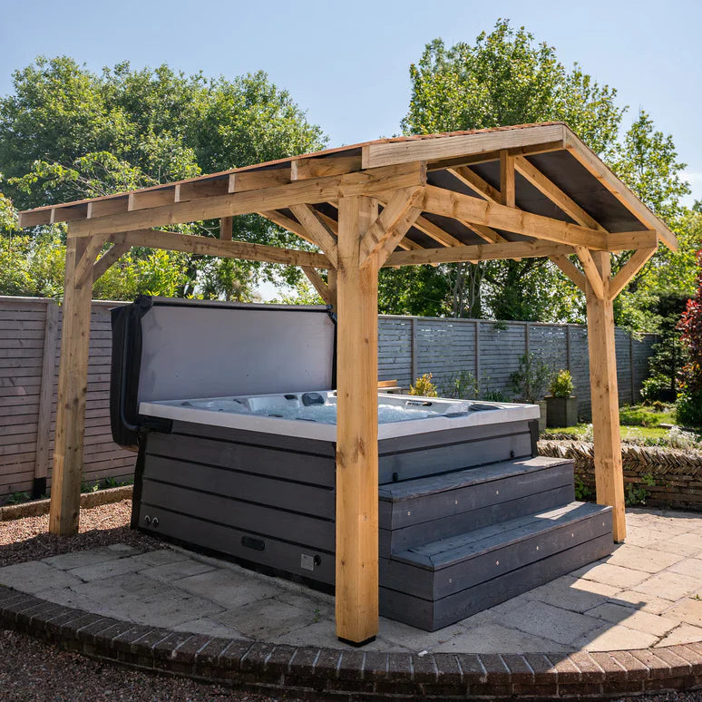 Wooden Apex Gazebo with Treated Featheredge Roof & Overhang - Premium Garden Gazebo