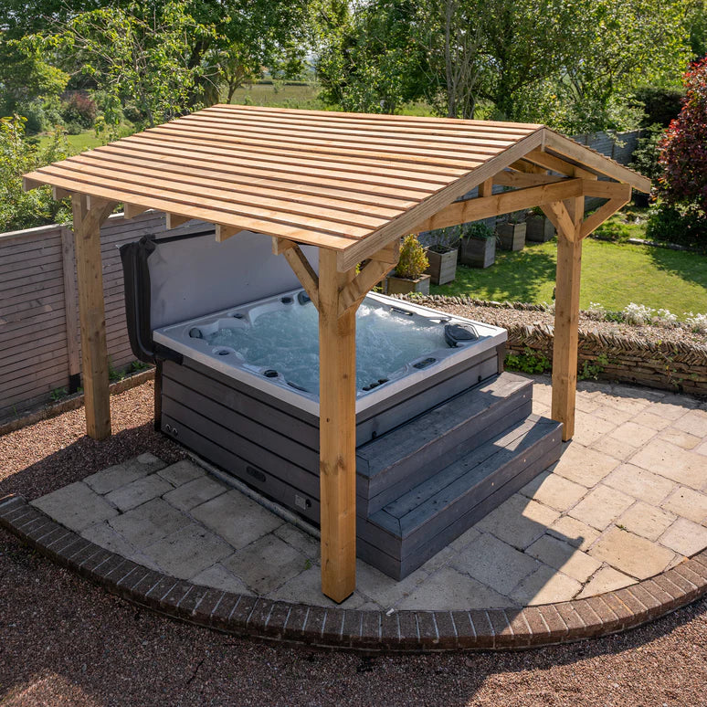 Wooden Apex Gazebo with Treated Featheredge Roof & Overhang - Premium Garden Gazebo