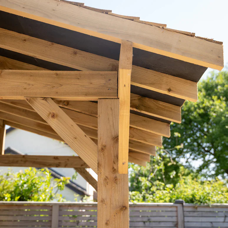 Wooden Apex Gazebo with Treated Featheredge Roof & Overhang - Premium Garden Gazebo