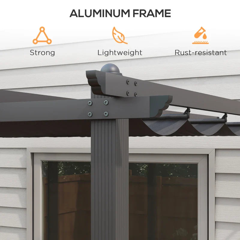 3m x 4m Aluminium Retractable Pergola – Dark Grey Outdoor Patio Garden Shade Shelter