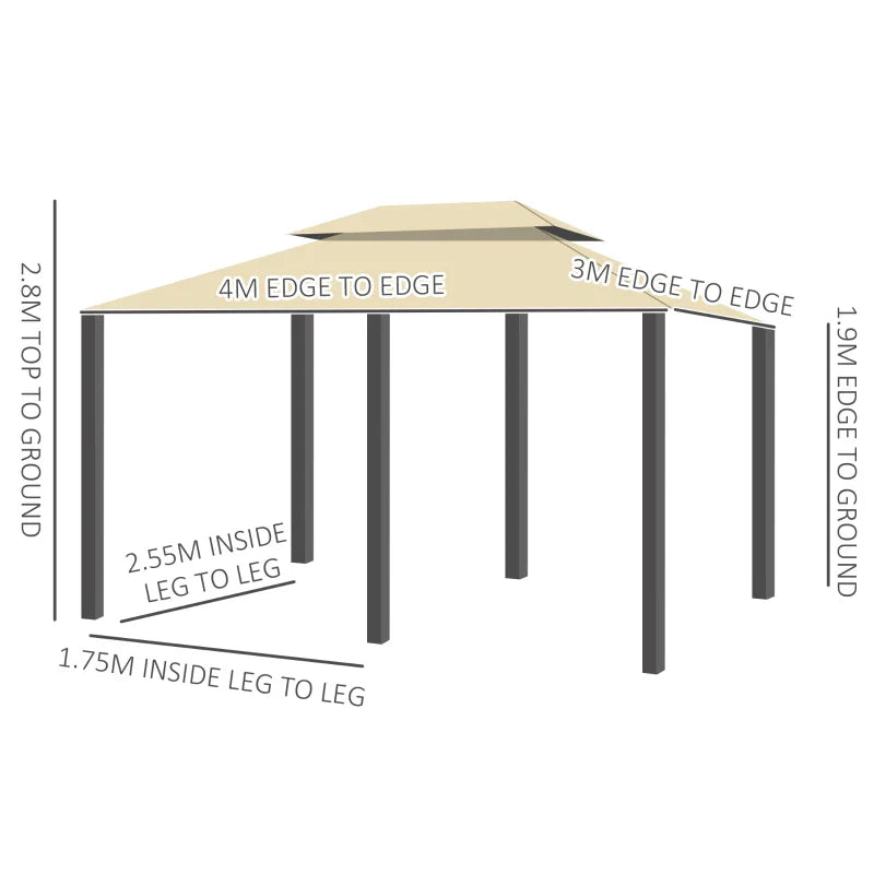4m x 3m Gazebo Party Tent With LED Solar Lights