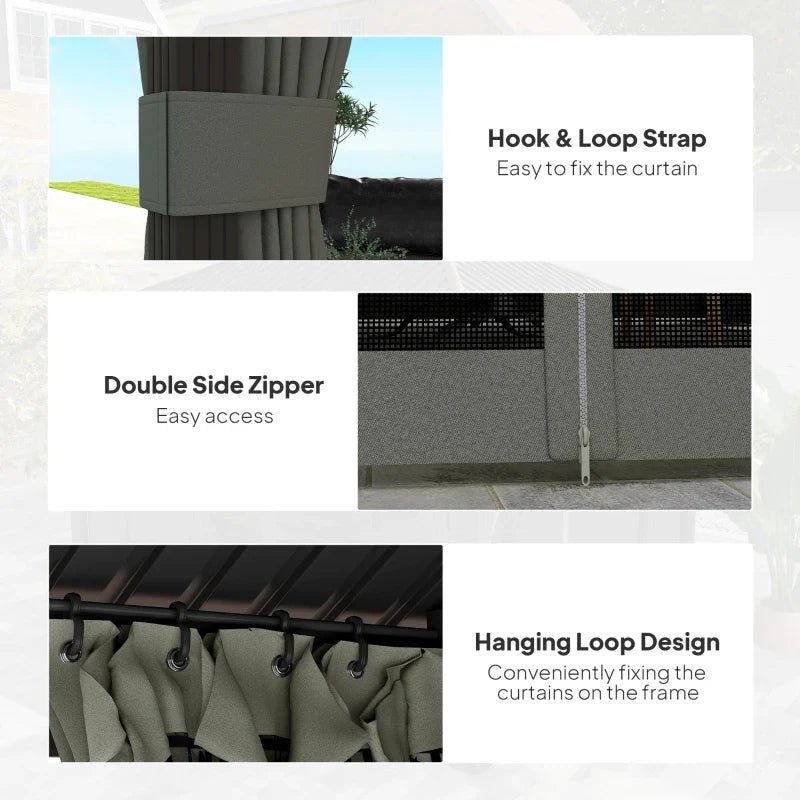 Dark Grey 3.6m x 3m Aluminium Frame Hardtop Gazebo with Accessories